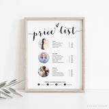 Online Minimalist Price List Template, Small Business Price List, Editable Price Sheet, Pricing List, Beauty Salon PDF JPEG PNG #Y21-HS55