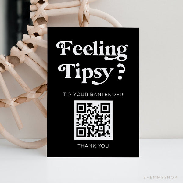 Online Tip Your Bartender Sign, Small Business, Feeling Tipsy Sign, PayPal Payment Sign, Wedding Bar Tip PDF JPEG PNG #Y21-HS59