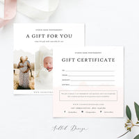 Gift Certificate Template, Gift Card For Photographer, Certificate, Card, Photography, Photoshop, PSD, Instant Download #Y21-M23-PSD