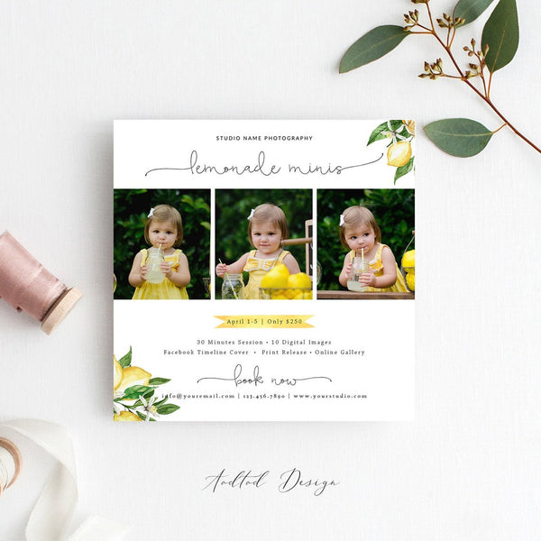 Lemonade Mini Session Template, Wonderful Time, Holiday, Session, Marketing, Board, Photography, Photoshop, Instant Download #Y21-MB91-PSD