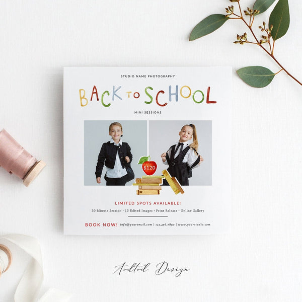 Back to School Minis Marketing Board, Back to School , Marketing, Photography, Photoshop, Template, PSD Instant Download #Y21-MB98-PSD