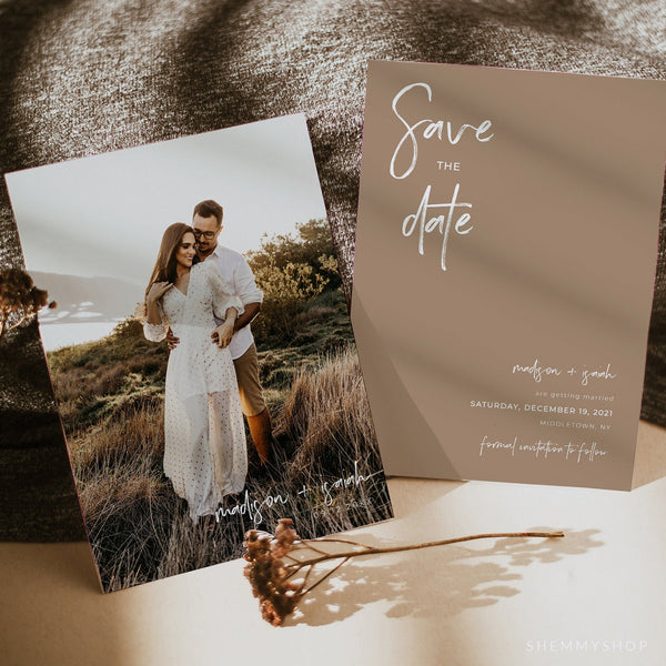 Online Boho Save the Date Invitation Template, Photo Save The Date Invitation, Boho Save Our Date Printable, PDF JPEG PNG #Y21-SD22