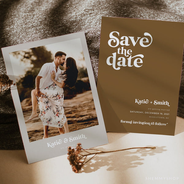 Online Save the Date Invitation Template, Photo Save The Date Invitation, Boho Save Our Date Printable, PDF JPEG PNG #Y21-SD23