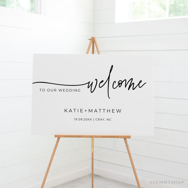 Online Modern Welcome Sign Template, Printable Wedding Welcome, Welcome Sign Template, Wedding Welcome Poster PDF JPEG PNG #Y21-WC5