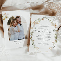 Online Wildflower Wedding Invitation Set Template, Classic Wedding Invitation, Wedding Invitation Printable, PDF JPEG PNG Corjl #Y21-WIS2