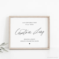 Online Custom Sign Template, Wedding Table Top Sign, Bridal Shower Signage, Create Any Sign, Sign, Corjl, PDF JPEG PNG #Y21-WS100