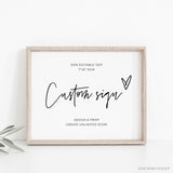 Online Minimalist Custom Sign Template, Wedding Table Top Sign, Bridal Shower Signage, Create Any Sign, Sign, Corjl, PDF JPEG PNG #Y21-WS105