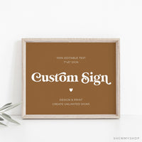 Online Minimalist Custom Sign Template, Wedding Table Top Sign, Bridal Shower Signage, Create Any Sign, Sign, Corjl, PDF JPEG PNG #Y21-WS106