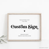 Online Minimalist Custom Sign Template, Wedding Table Top Sign, Bridal Shower Signage, Create Any Sign, Sign, Corjl, PDF JPEG PNG #Y21-WS107