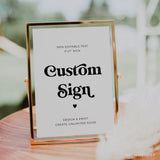 Online Minimalist Custom Sign Template, Wedding Table Top Sign, Bridal Shower Signage, Create Any Sign, Sign, Corjl, PDF JPEG PNG #Y21-WS107