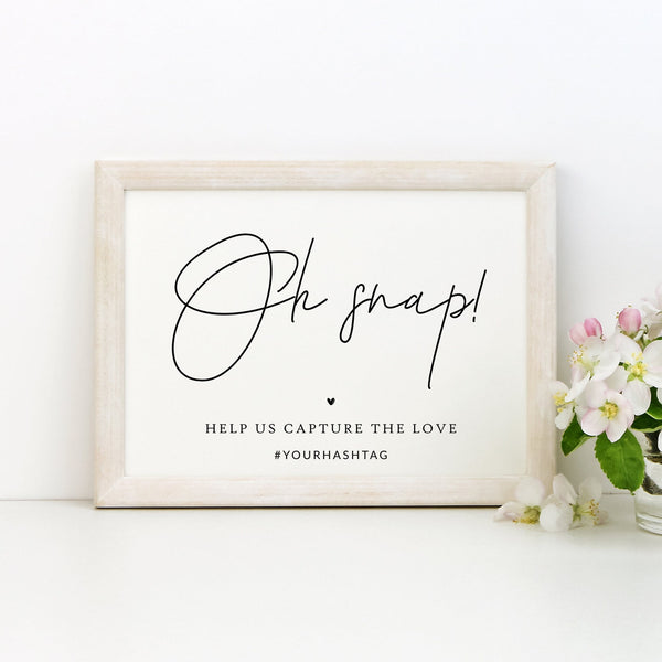 Online Oh Snap Sign Printable, Wedding Snapchat Sign, Wedding Printable, Wedding Hashtag Sign, Sign, Corjl, PDF JPEG PNG #Y21-WS2