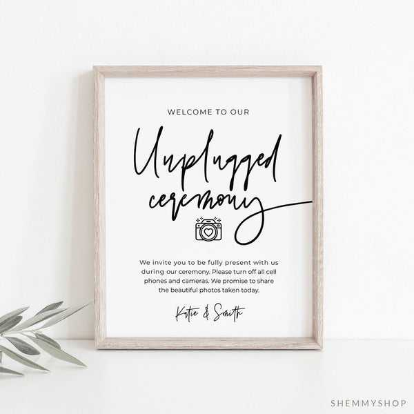 Online Unplugged Ceremony Sign Template, Unplugged Ceremony Sign, Wedding Unplugged, Wedding Sign, Sign, Corjl, PDF JPEG PNG #Y21-WS22
