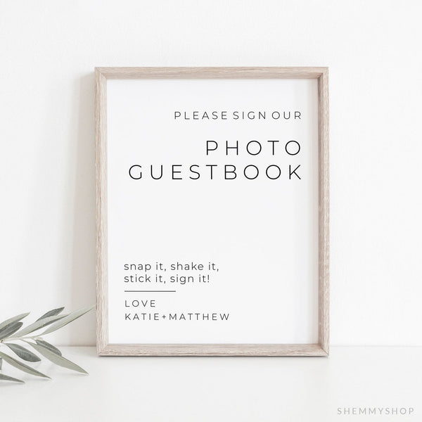 Online Photo Guest Book Sign Printable, Wedding Photo Guestbook Sign, Wedding Printable, Guestbook Sign, Corjl, PDF JPEG PNG #Y21-WS63