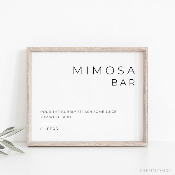 Online Mimosa Bar Sign Printable, Mimosa Bar Sign, Wedding Printable, Shower Mimosa Bar, Bubbly Bar, Sign, Corjl, PDF JPEG PNG #Y21-WS76