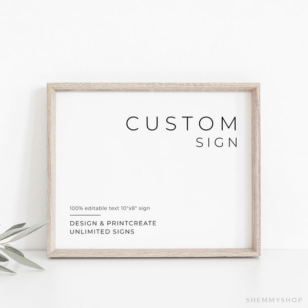Online Minimalist Custom Sign Template, Wedding Table Top Sign, Bridal Shower Signage, Create Any Sign, Sign, Corjl, PDF JPEG PNG #Y21-WS77