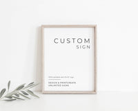 Online Minimalist Custom Sign Template, Wedding Table Top Sign, Bridal Shower Signage, Create Any Sign, Sign, Corjl, PDF JPEG PNG #Y21-WS77