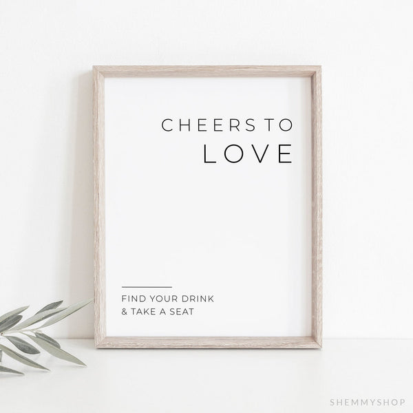 Online Cheers To Love Wedding Sign Template, Find Your Drink Sign, Wedding Bar Sign, Sign, Corjl, PDF JPEG PNG #Y21-WS78