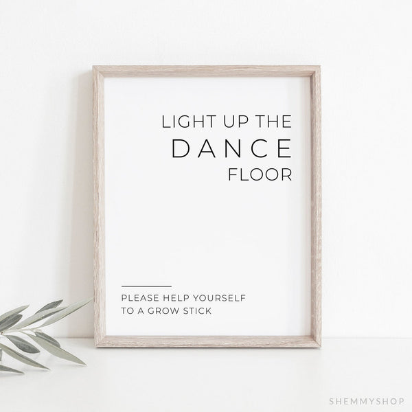 Online Light Up The Dance Floor Template, Wedding Dance Glow Sticks Sign, Wedding Reception Signage, Sign, Corjl, PDF JPEG PNG #Y21-WS79