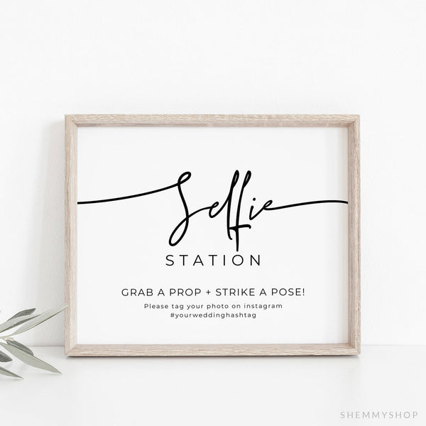 Online Modern Selfie Station Sign Template, Wedding Selfie Station Sign Template, Printable Selfie Station Sign, PDF JPEG PNG #Y21-WS88