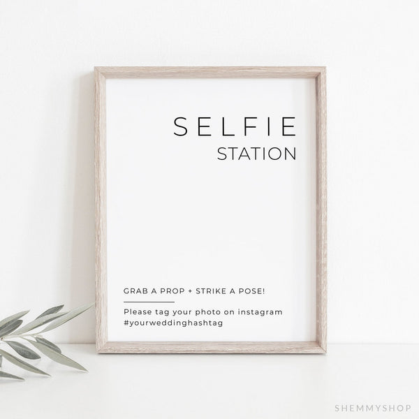Online Modern Selfie Station Sign Template, Wedding Selfie Station Sign Template, Printable Selfie Station Sign, PDF JPEG PNG #Y21-WS89