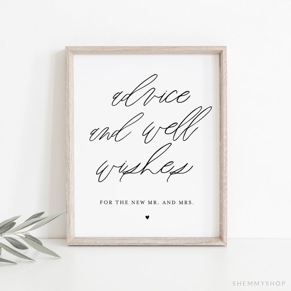 Online Advice And Well Wishes Sign Template, Modern Advice And Wishes Wedding Sign, Wedding Signs PDF JPEG PNG #Y21-WS97