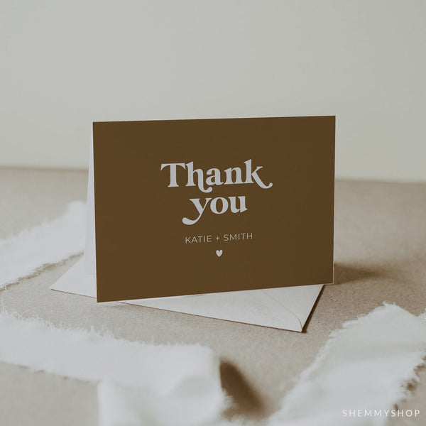 Online Thank You Folded Card Template, Thank You Card, Wedding Thank You, Custom Thank You Card Printable, PDF JPEG PNG #Y21-WT11