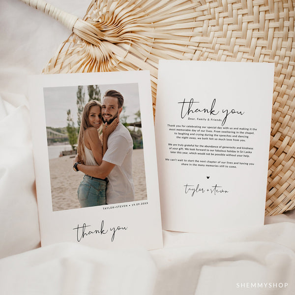 Online Wedding Photo Thank You Card Template, Thank You Card, Wedding Thank You, Custom Thank You Card, PDF JPEG PNG #Y21-WT5