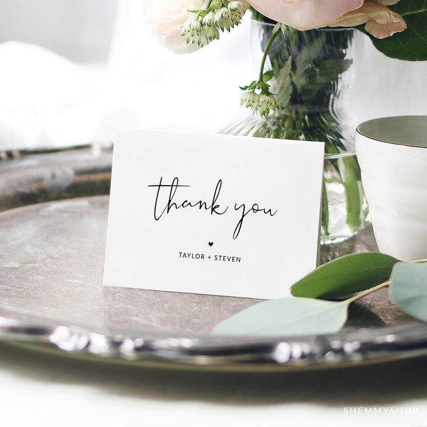 Online Modern Thank You Folded Card Template, Thank You Card, Wedding Thank You, Custom Thank You Card Printable, PDF JPEG PNG #Y21-WT7