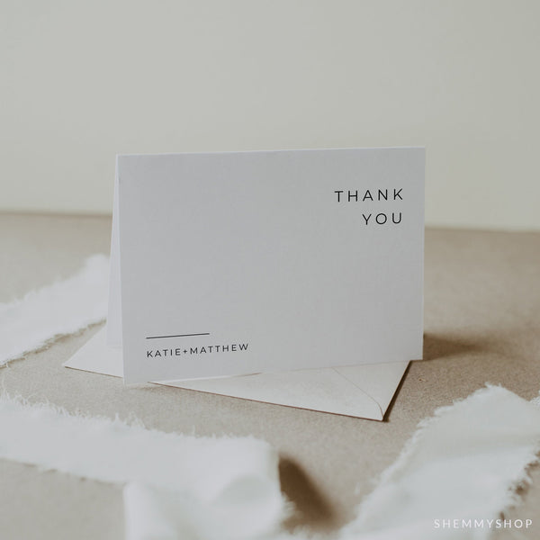 Online Modern Thank You Folded Card Template, Thank You Card, Wedding Thank You, Custom Thank You Card Printable, PDF JPEG PNG #Y21-WT8