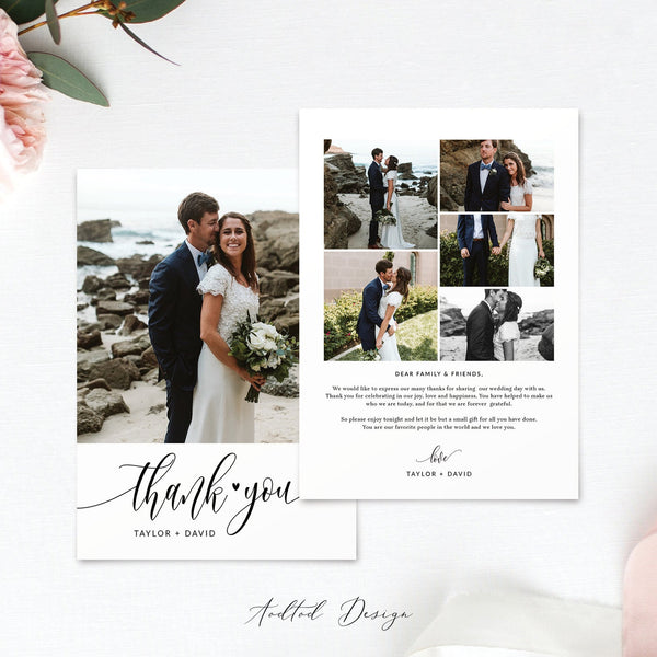 Thank You Card Template, New Beginning, Thank You, Card, Board, Blog, Wedding, Photography, Photoshop, PSD, Instant Download #Y20-T7-PSD