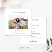 Photography Referral Card Template, Referral Card Template, Referral Program, Tell a Friend, PSD, Instant Download #Y20-M19-PSD