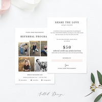 Photography Referral Card Template, Referral Card Template, Referral Program, Tell a Friend, PSD, Instant Download #Y20-M18-PSD