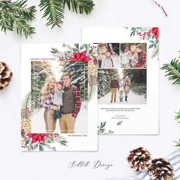 Merry Christmas Card Template, Christmas Breeze, New, Christmas, Card, Template, Photography, Photoshop, PSD, Instant Download #Y20-HD73-PSD