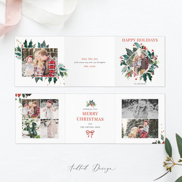 5x5 Trifold Design Christmas Card Photography Template, Holiday Card Photography Template, Photoshop , Instant Download PSD #Y20-HD74-PSD