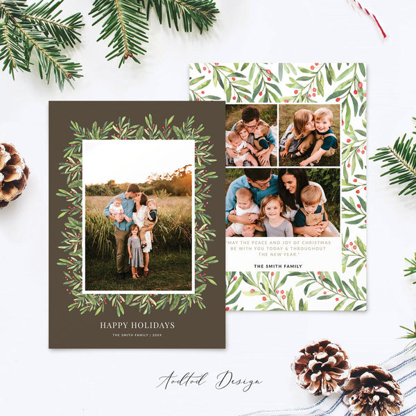 Merry Christmas Card Template, Happy Christmas, New, Christmas, Card, Template, Red, Photography, Photoshop, Instant Download #Y20-HD77-PSD