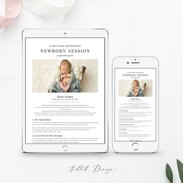 Newborn Session Checklist Email Template, For Photographers, Photography, Template Photoshop, PSD, Instant Download #Y20-NM43-PSD
