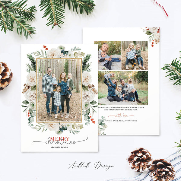 Merry Christmas Card Template, Christmas Breeze, New, Christmas, Card, Template, Photography, Photoshop, PSD, Instant Download #Y20-HD92-PSD