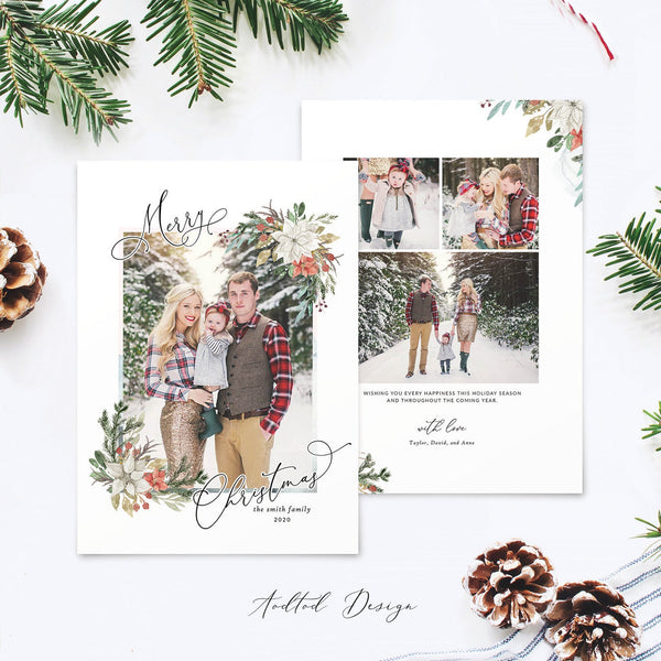 Merry Christmas Card Template, Christmas Breeze, Christmas, Card, Template, Photography, Photoshop, PSD, Instant Download #Y20-HD105-PSD