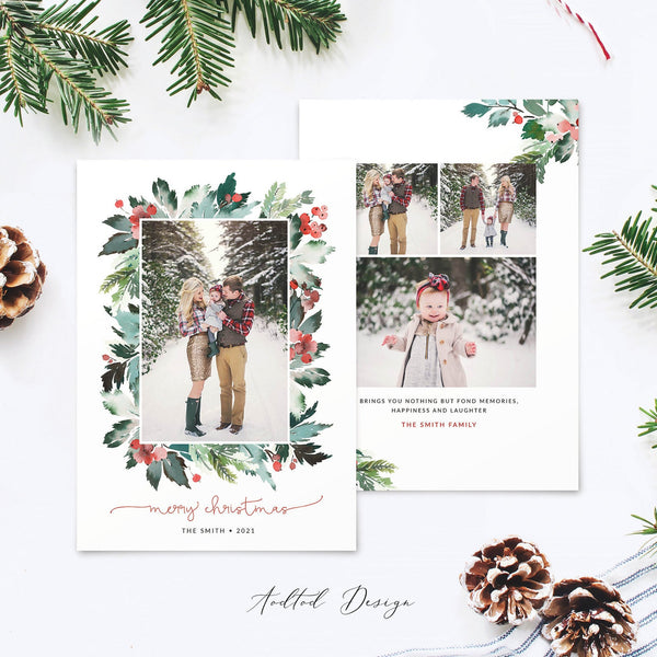 Merry Christmas Card Template, Christmas Breeze, New, Christmas, Card, Template, Photography, Photoshop, PSD, Instant Download #Y20-HD69-PSD