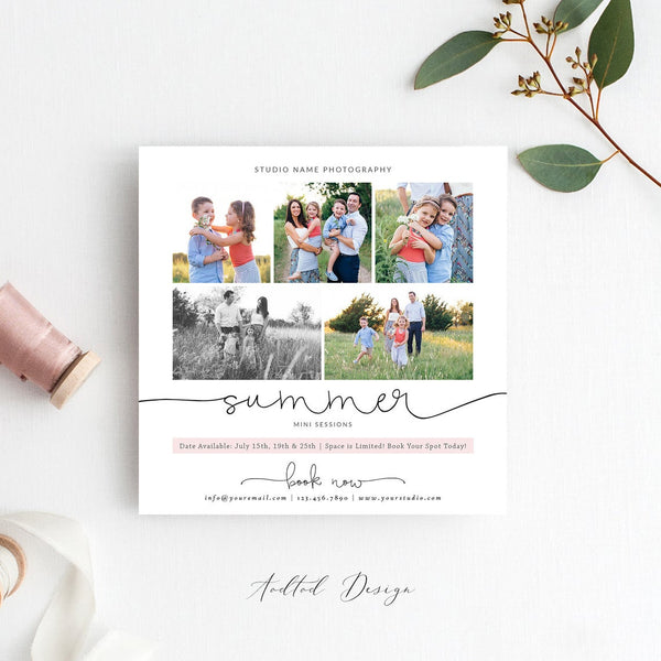 Summer Mini Session Template, Wonderful Time, Holiday, Session, Marketing, Board, Photography, Photoshop, Instant Download #Y20-MB80-PSD