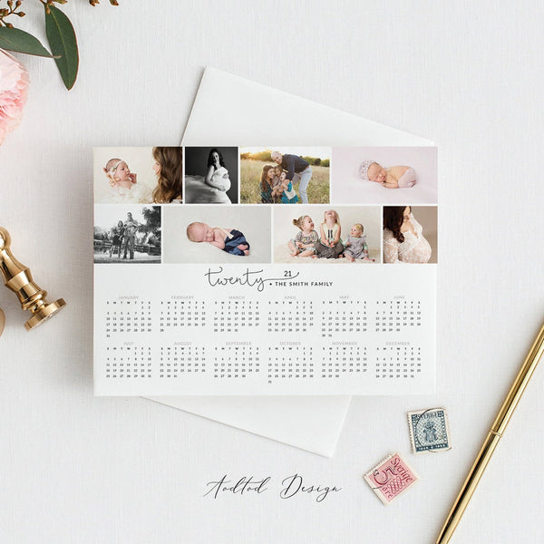 5x7 2021 Calendar Template, Sweet Watercolor Flower, New, Calendar, Marketing, Photography, Photoshop, PSD, Instant Download #Y20-C8-PSD