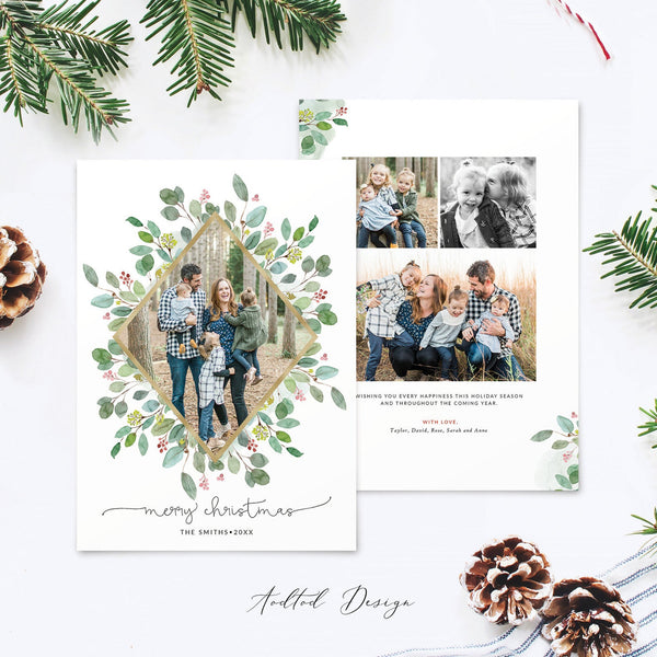 Merry Christmas Card Template, Christmas Breeze, New, Christmas, Card, Template, Photography, Photoshop, PSD, Instant Download #Y20-HD80-PSD