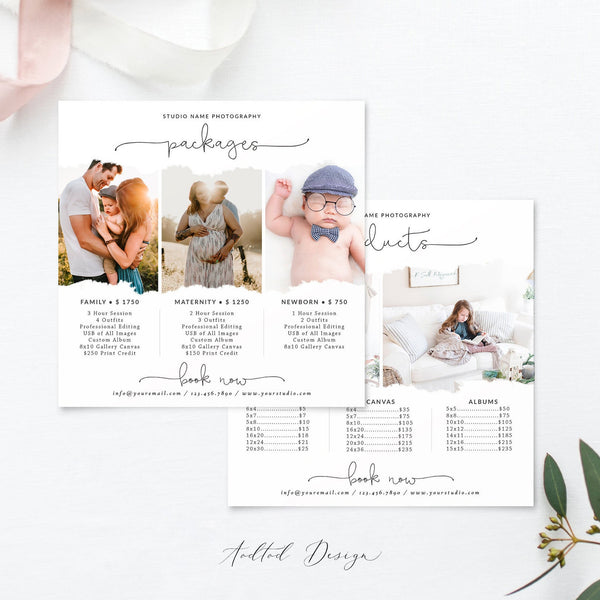 Photography Price List, Pricing Guide, Marketing Template, Newborn Pricing Template, Price List, Guide, PSD, Instant Download #Y20-PG23-PSD