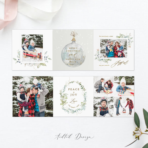 5x5 Trifold Design Christmas Card Photography Template, Holiday Card Photography Template, Photoshop , Instant Download PSD #Y20-HD88-PSD