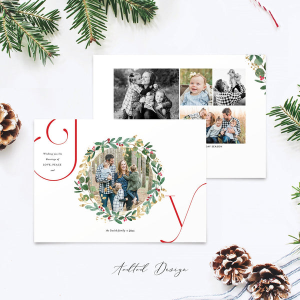 Merry Christmas Card Template, Happy Christmas, New, Christmas, Card, Template, Red, Photography, Photoshop, Instant Download #Y20-HD100-PSD