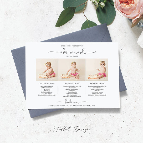 Cake Smash Photography Pricing Template, Price Guide List for Photographers, Photography, Price Guide Template,PSD #Y20-PG20-PSD