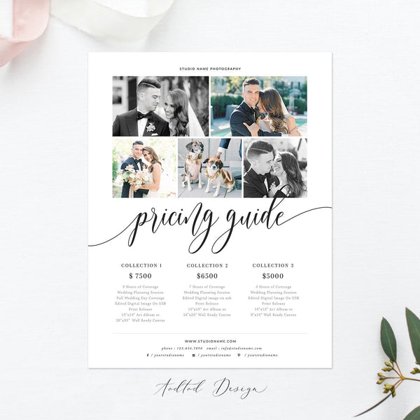 Photography Pricing Template, Price Guide List for Photographers, Photography, Price Guide Template,PSD #Y20-PG25-PSD