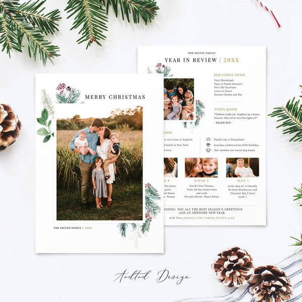 Year in review Christmas Card Template, Happy Christmas, Card Template, Photography, Photoshop, PSD, Instant Download #Y20-HD78-PSD