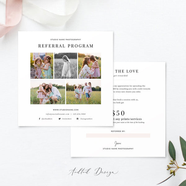 Photography Referral Card Template, Referral Card Template, Referral Program, Tell a Friend, PSD, Instant Download #Y20-M19-PSD