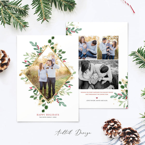 Merry Christmas Card Template, Happy Christmas, New, Christmas, Card, Template, Photography, Photoshop, PSD, Instant Download #Y20-HD75-PSD